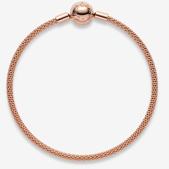 Pandora 14k Rose Gold Plated Mesh Bracelet. - Picture 4 of 8